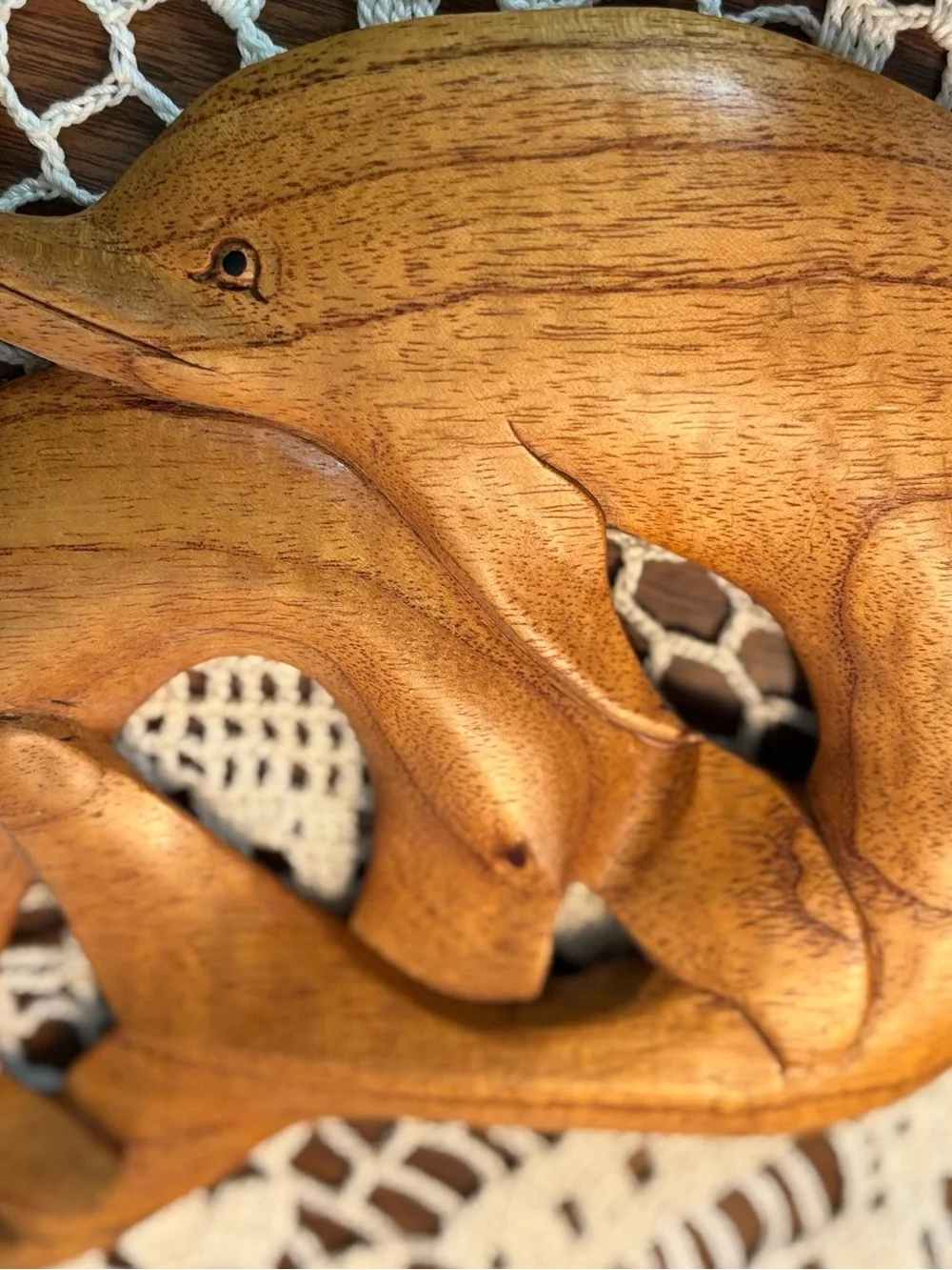 Hand carved Wooden Intertwined Dolphin Coastal Wall Art